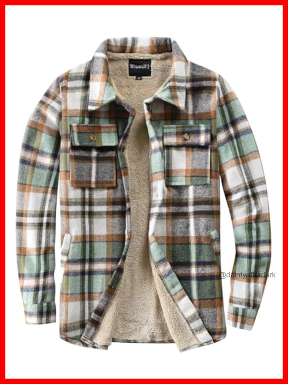 Sherpa Lined Plaid Flannel Shirt Jacket Button Down Coat Pockets